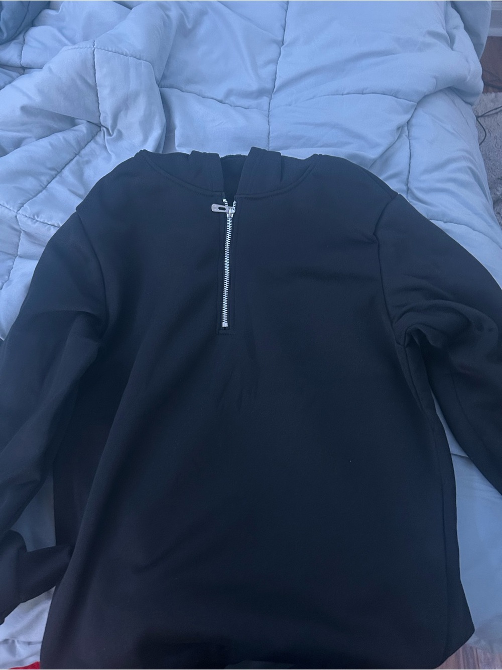 Men's Black Half-Zip Pullover Hoodie
